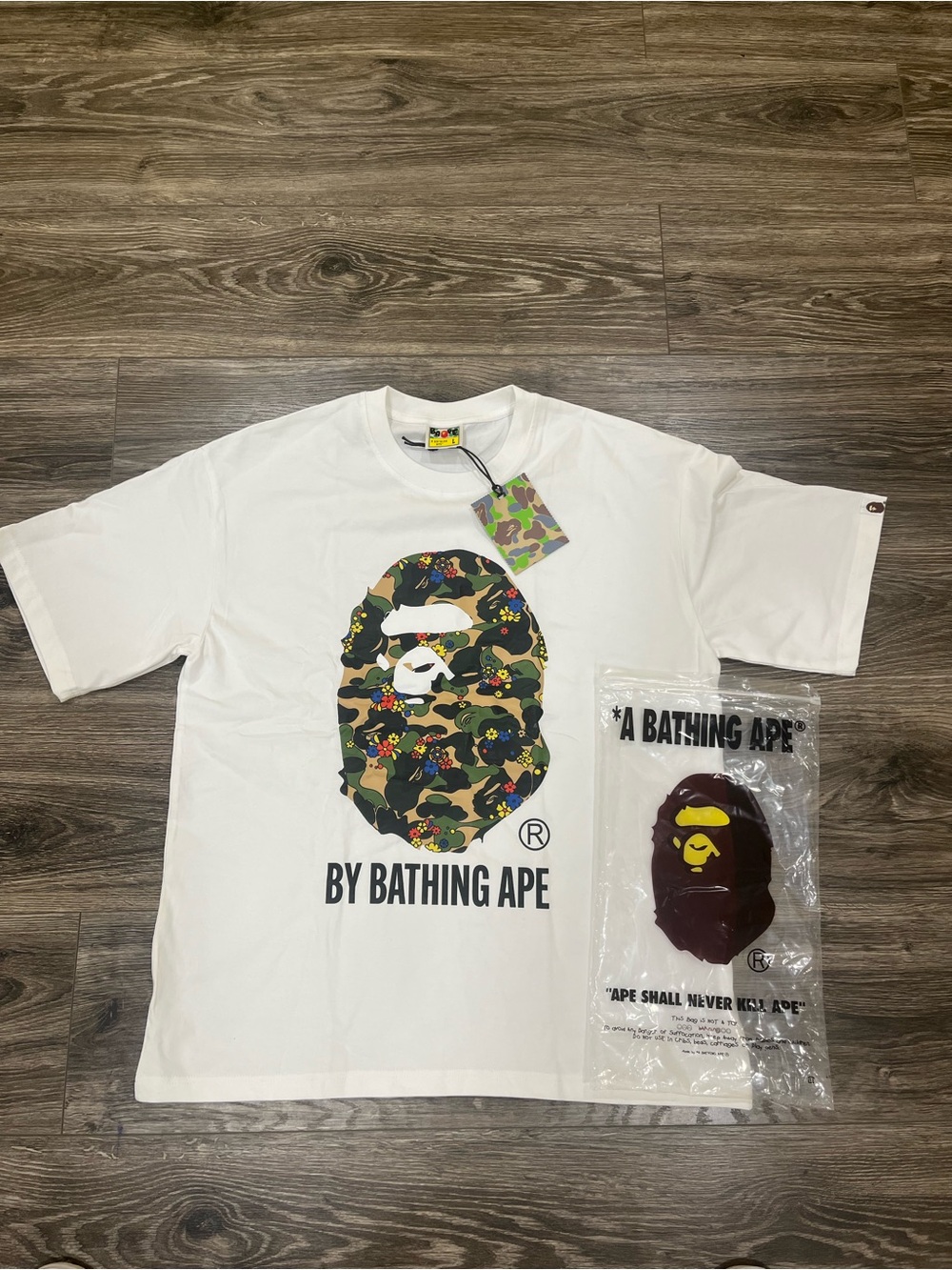 White Bape Graphic Tee with Camo Ape Logo
